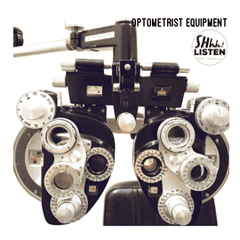 Sound effects library visuals on Sonniss: Optometrist equipment image highlights precision tools for immersive SFX creation.