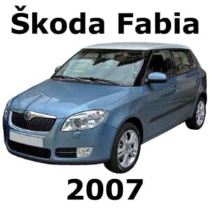 Front-left view of blue Skoda Fabia 2007, ideal for "sound library" searches; great for auto SFX audio enthusiasts.