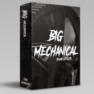 Image of a sound effects library on Sonniss showcasing industrial gear sounds in "Big Mechanical Sound Effects" packaging.