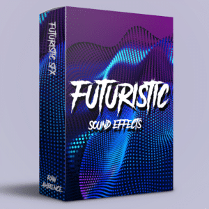 An image of a sound effects library on Sonniss, showcasing the "Futuristic Sound Effects" box with colorful wave design.