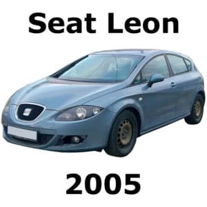 An image of a sound library on Sonniss. Featuring a blue 2005 Seat Leon hatchback, front-left view, on a white background with "Seat Leon 2005" text.