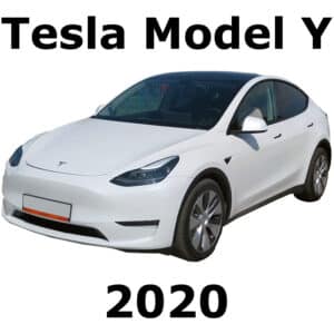 The image is of a sound effects library on Sonniss featuring recordings from a white Tesla Model Y, 2020 edition.