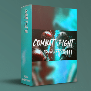 Image of a "combat fight sound effects library" box on Sonniss, ideal for realistic armored battle SFX and raw ambience creators.
