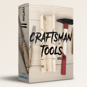 A sound effects library product box: "Craftsman Tools Vol II" featuring tool sfx like chisel, file, and hammer on wood.