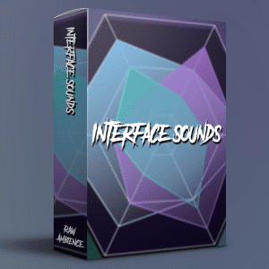 A sound effects library box for interface UI sfx with geometric, multicolored art. Find unique raw ambience on Sonniss.