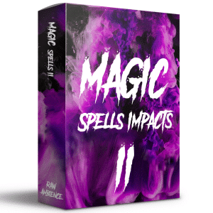 A magical sound effects library product box on Sonniss, featuring "MAGIC SPELLS IMPACTS II" with purple, black smoke design.