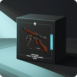 An image of a WW2 firearm SFX library on Sonniss, showcasing detailed weapon sound effects for historical audio projects.