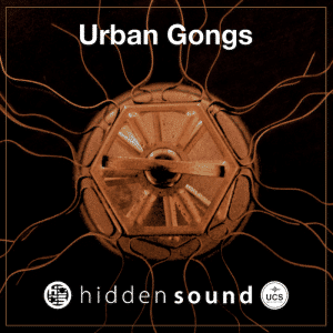 Metallic gong sfx library with radiating wires from "Urban Gongs" album on Sonniss—ideal for urban metallic sound effects.