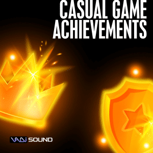 Image of a "casual game achievements" sfx library on Sonniss—perfect sound effects for rewards, crowns, and shields.
