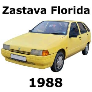 The image features a sound effects library on Sonniss that includes a yellow car labeled "Zastava Florida 1988".