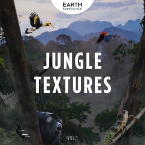 A sound effects library image on Sonniss: Jungle SFX—collage of wildlife for ambient jungle sound effects and textures.