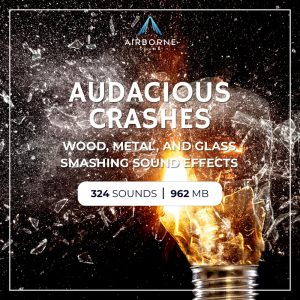 Image of a sound effects library on Sonniss: Shattering light bulb SFX, glass & metal crash sounds from Audacious Crashes pack.
