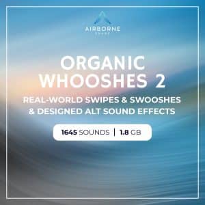 Image of a swipe sound effects library on Sonniss—1,645 real-world whooshes in this comprehensive sfx collection.