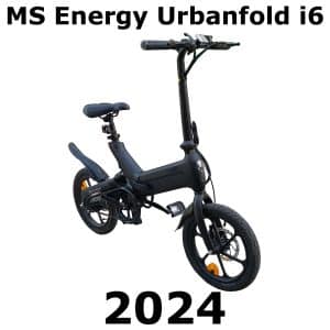 Side view of Black MS Energy Urbanfold i6 folding electric bike for urban bike sound effects library on Sonniss, 2024 edition.