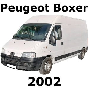 A white 2002 Peugeot Boxer van is displayed on white, perfect for use as a vehicle SFX library cover image on Sonniss.