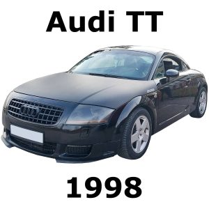 A black 1998 Audi TT coupe, front left angle—image for "1998 Audi TT sfx library" on Sonniss. "Audi TT" and "1998" text shown.