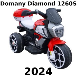 Red and black Domany Diamond 1260S kids' ride-on motorcycle—perfect for a vehicle sfx library image on Sonniss (2024).