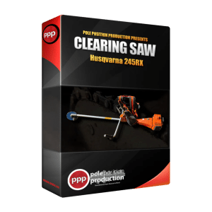 A sound effects library box for "Clearing Saw," featuring an orange saw and Pole Position Production branding on Sonniss.