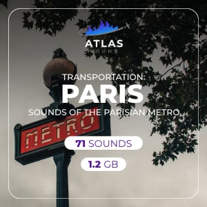 Red Metro sign on a lamp post in Paris with silhouetted trees in the background.