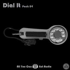 DIAL IT_Pack 04 handheld rotary telephone dialler with a black cord on a black background.