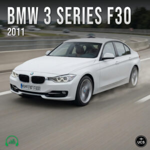 White BMW 3 Series F30 2011 large family car driving on a highway.