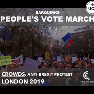 Scene at the CROWDS: People's Vote March, London Protest 2019 captured for immersive "sound effects library" needs.