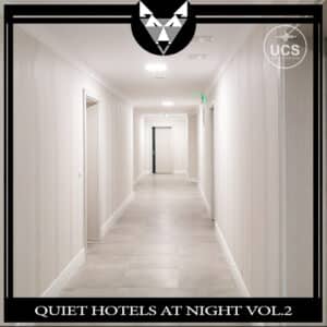 A quiet hotel corridor, perfect for a sound library depiction on Sonniss. Ideal for "nighttime hotel ambiance sound effects".