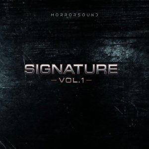 Dark textured cover featuring the word “SIGNATURE” in bold metallic letters, with “VOL.1” in red beneath it and “HORRORSOUND” in small text at the top.